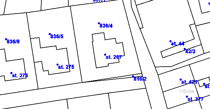 Parcela st. 267 v KÚ Protivanov, Katastrální mapa