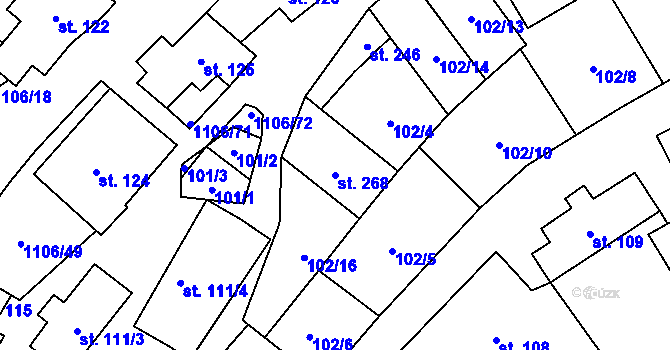 Parcela st. 268 v KÚ Protivanov, Katastrální mapa