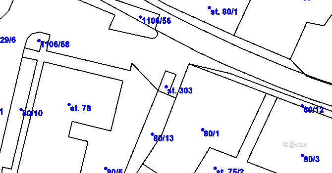 Parcela st. 303 v KÚ Protivanov, Katastrální mapa