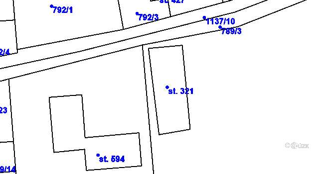 Parcela st. 321 v KÚ Protivanov, Katastrální mapa