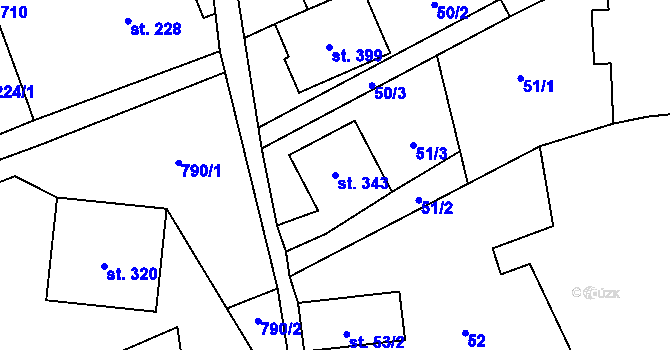 Parcela st. 343 v KÚ Protivanov, Katastrální mapa