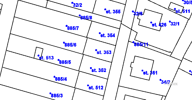 Parcela st. 353 v KÚ Protivanov, Katastrální mapa