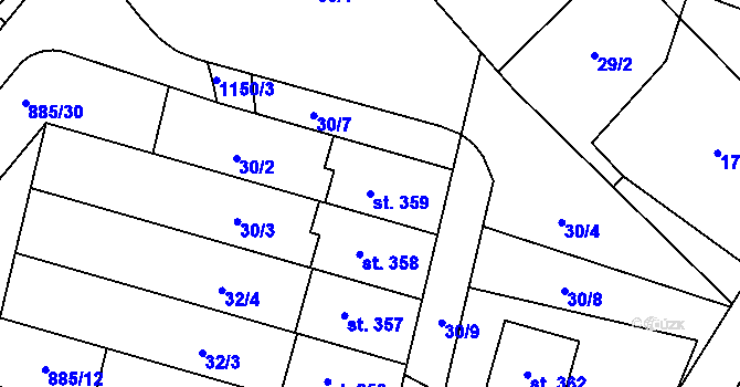Parcela st. 359 v KÚ Protivanov, Katastrální mapa