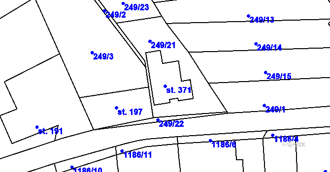 Parcela st. 371 v KÚ Protivanov, Katastrální mapa