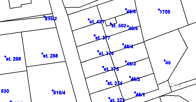 Parcela st. 376 v KÚ Protivanov, Katastrální mapa
