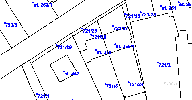 Parcela st. 378 v KÚ Protivanov, Katastrální mapa