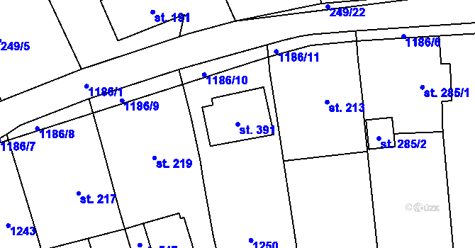 Parcela st. 391 v KÚ Protivanov, Katastrální mapa