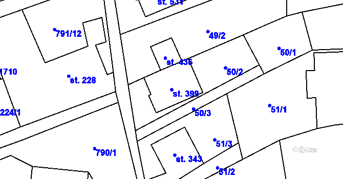 Parcela st. 399 v KÚ Protivanov, Katastrální mapa