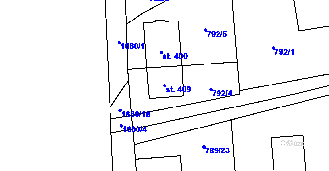 Parcela st. 409 v KÚ Protivanov, Katastrální mapa