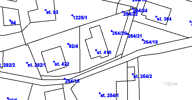 Parcela st. 410 v KÚ Protivanov, Katastrální mapa