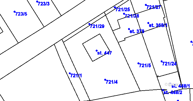 Parcela st. 447 v KÚ Protivanov, Katastrální mapa