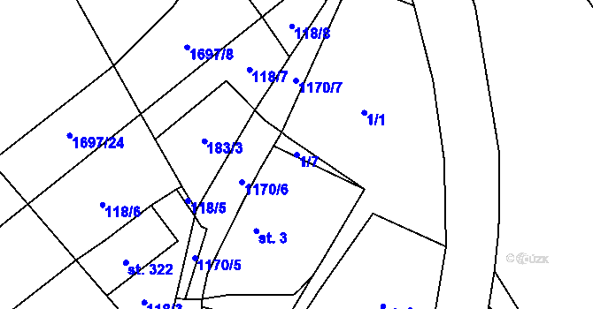 Parcela st. 1/7 v KÚ Protivanov, Katastrální mapa