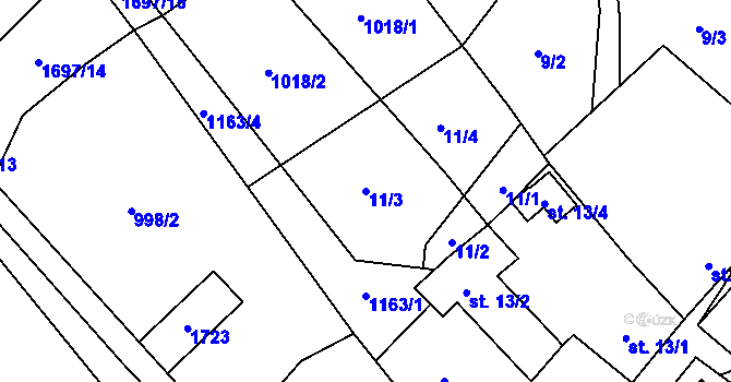 Parcela st. 11/3 v KÚ Protivanov, Katastrální mapa