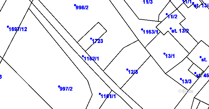 Parcela st. 12/2 v KÚ Protivanov, Katastrální mapa