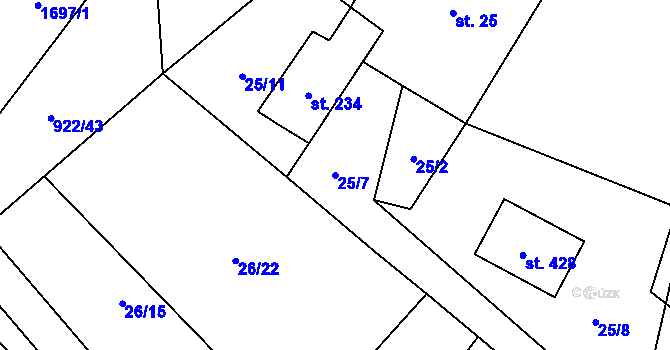 Parcela st. 25/7 v KÚ Protivanov, Katastrální mapa