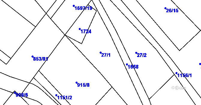 Parcela st. 27/1 v KÚ Protivanov, Katastrální mapa