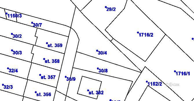 Parcela st. 30/4 v KÚ Protivanov, Katastrální mapa