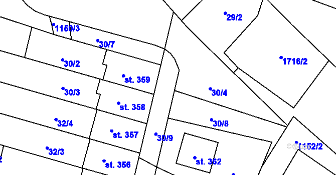 Parcela st. 30/6 v KÚ Protivanov, Katastrální mapa