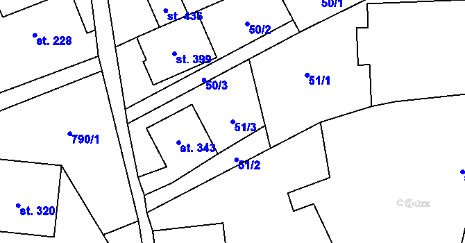 Parcela st. 51/3 v KÚ Protivanov, Katastrální mapa