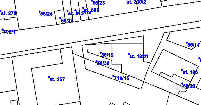Parcela st. 56/19 v KÚ Protivanov, Katastrální mapa