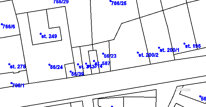 Parcela st. 56/23 v KÚ Protivanov, Katastrální mapa