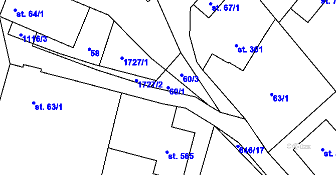 Parcela st. 60/1 v KÚ Protivanov, Katastrální mapa
