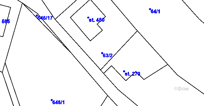 Parcela st. 63/2 v KÚ Protivanov, Katastrální mapa