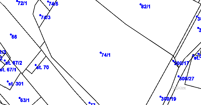 Parcela st. 74/1 v KÚ Protivanov, Katastrální mapa