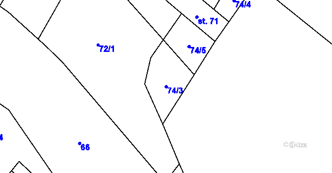 Parcela st. 74/3 v KÚ Protivanov, Katastrální mapa