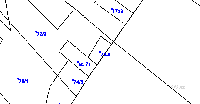 Parcela st. 74/4 v KÚ Protivanov, Katastrální mapa
