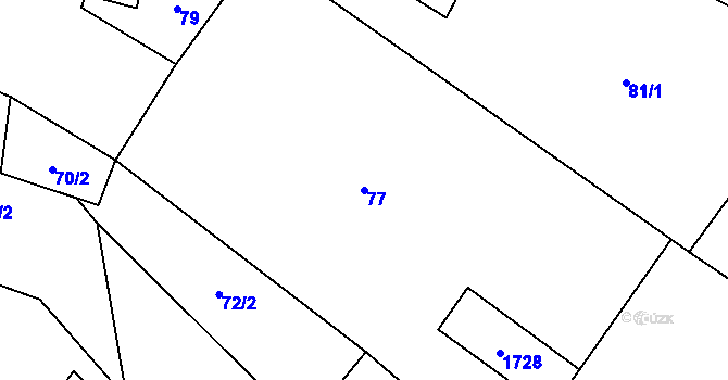 Parcela st. 77 v KÚ Protivanov, Katastrální mapa