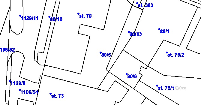 Parcela st. 80/5 v KÚ Protivanov, Katastrální mapa