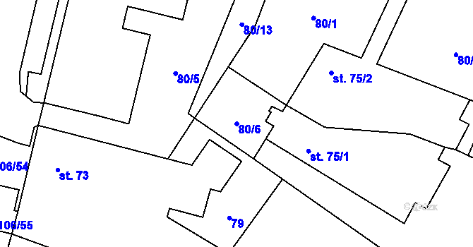 Parcela st. 80/6 v KÚ Protivanov, Katastrální mapa