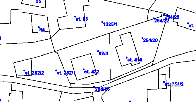 Parcela st. 92/4 v KÚ Protivanov, Katastrální mapa