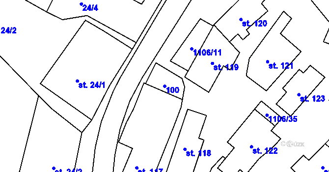 Parcela st. 100 v KÚ Protivanov, Katastrální mapa