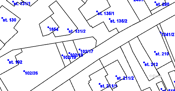 Parcela st. 102/1 v KÚ Protivanov, Katastrální mapa