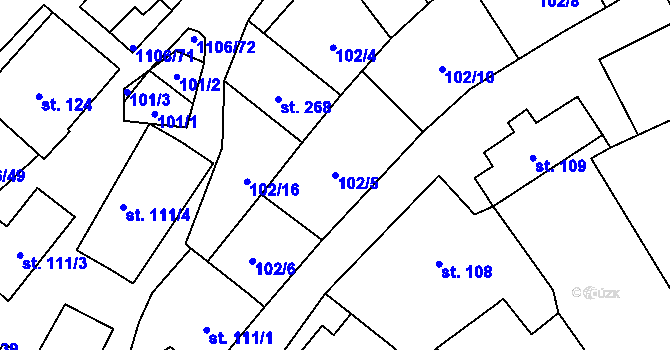 Parcela st. 102/5 v KÚ Protivanov, Katastrální mapa