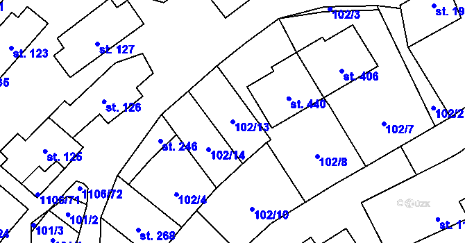 Parcela st. 102/13 v KÚ Protivanov, Katastrální mapa