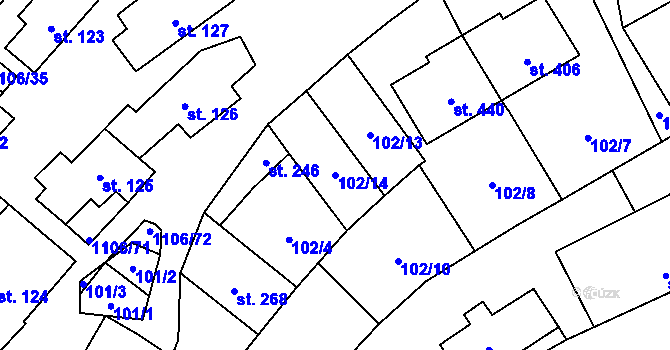 Parcela st. 102/14 v KÚ Protivanov, Katastrální mapa