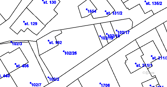Parcela st. 102/22 v KÚ Protivanov, Katastrální mapa