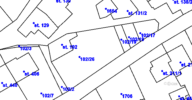 Parcela st. 102/23 v KÚ Protivanov, Katastrální mapa