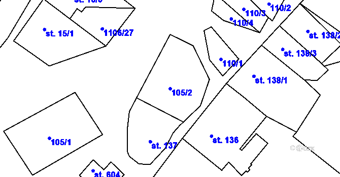 Parcela st. 105/2 v KÚ Protivanov, Katastrální mapa
