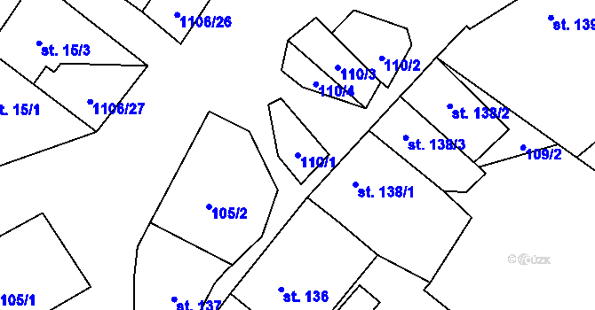 Parcela st. 110/1 v KÚ Protivanov, Katastrální mapa