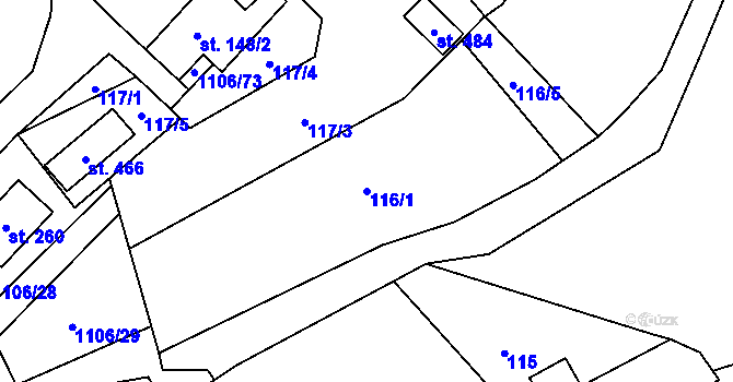 Parcela st. 116/1 v KÚ Protivanov, Katastrální mapa