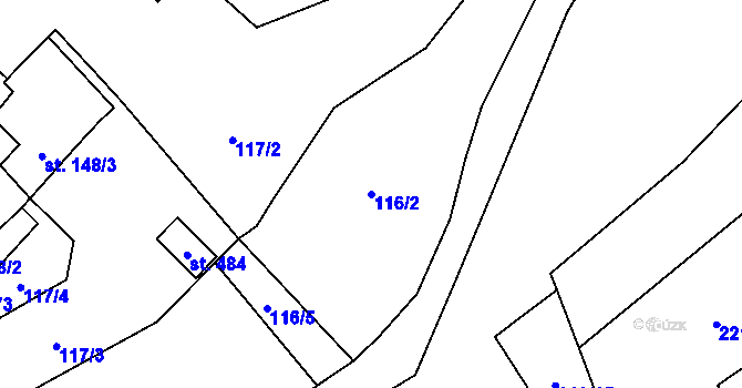 Parcela st. 116/2 v KÚ Protivanov, Katastrální mapa