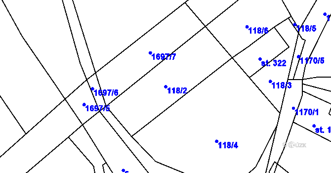 Parcela st. 118/2 v KÚ Protivanov, Katastrální mapa