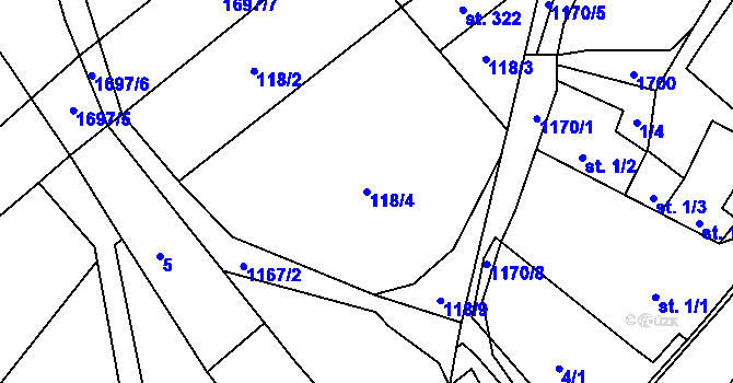 Parcela st. 118/4 v KÚ Protivanov, Katastrální mapa