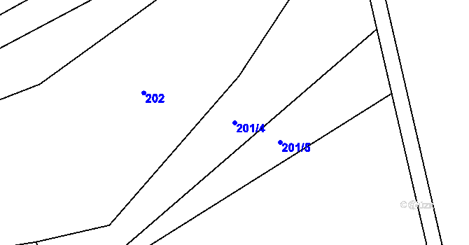 Parcela st. 201/4 v KÚ Protivanov, Katastrální mapa