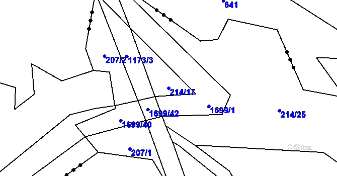 Parcela st. 214/17 v KÚ Protivanov, Katastrální mapa