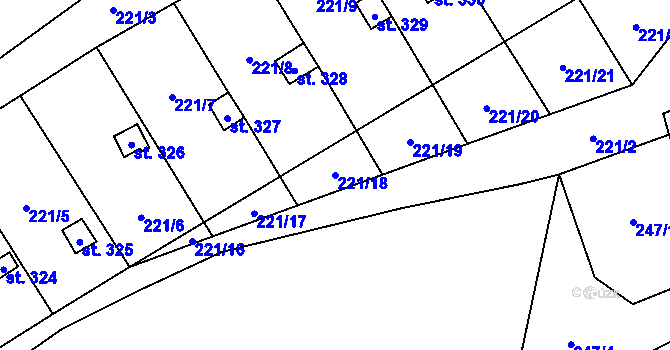 Parcela st. 221/18 v KÚ Protivanov, Katastrální mapa